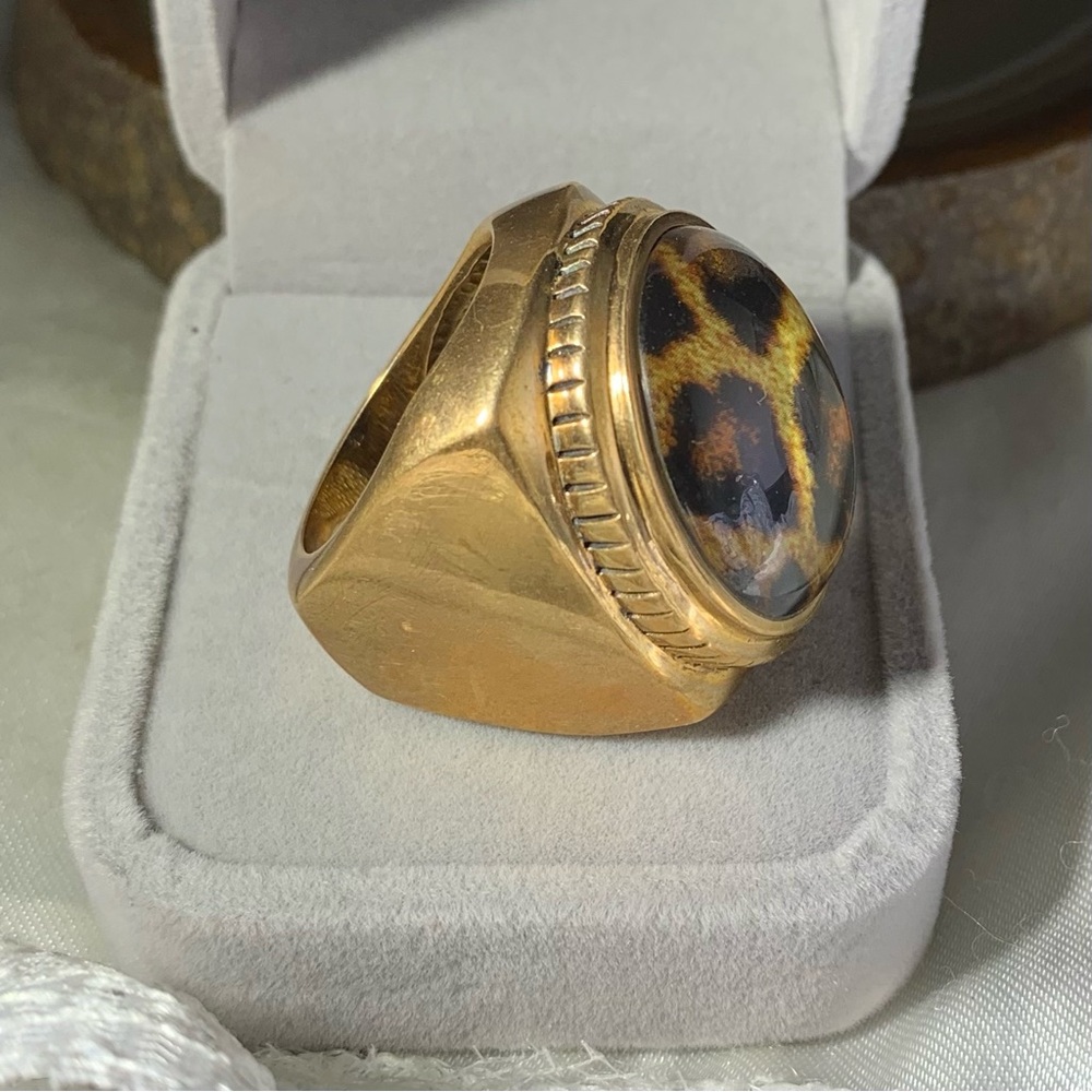 Leopard Print Gold Plated Statement Designer Chun… - image 2